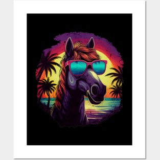 Retro Wave Shire Horse Shirt Posters and Art